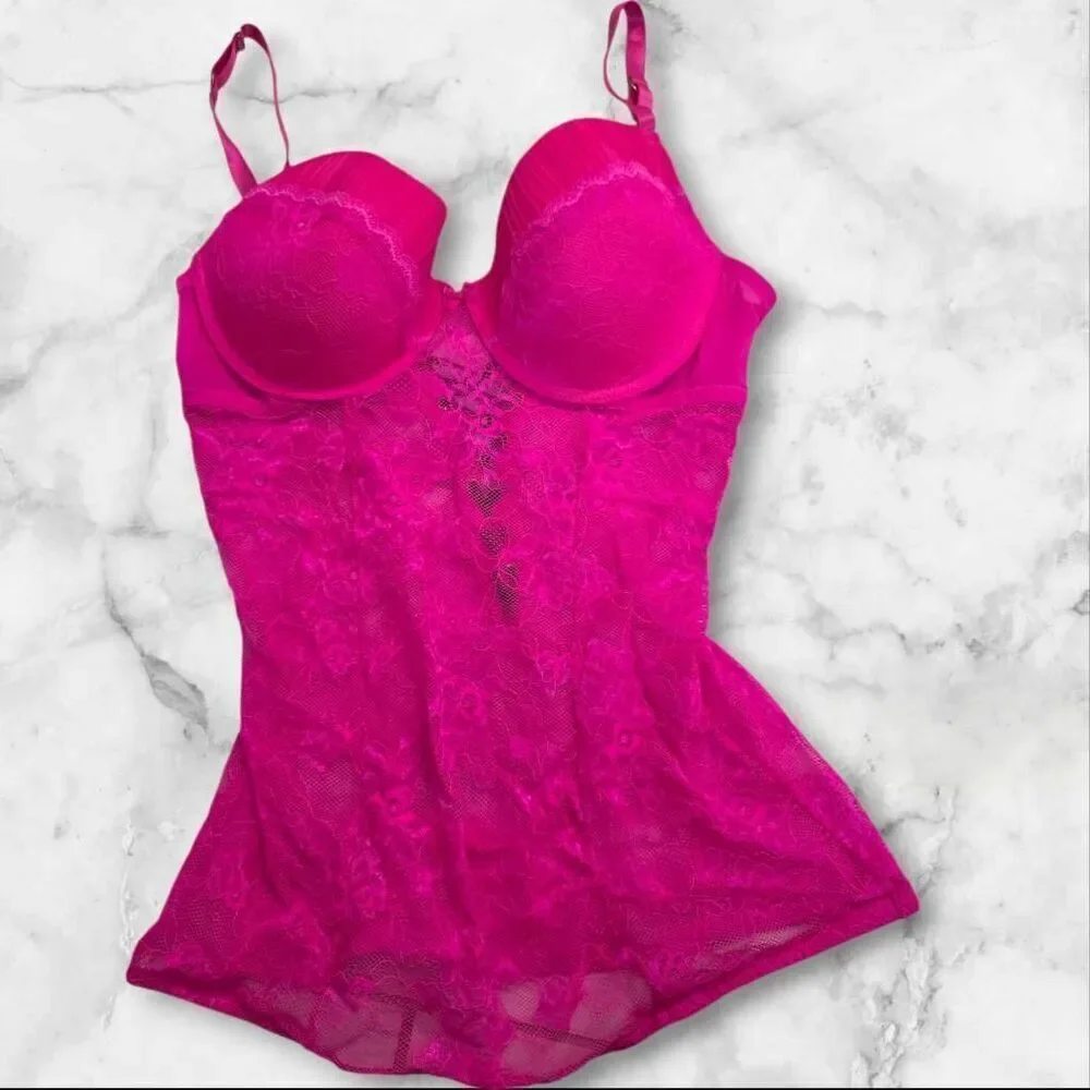 Pink Lingerie Lace Pushup Top Size 2XL
